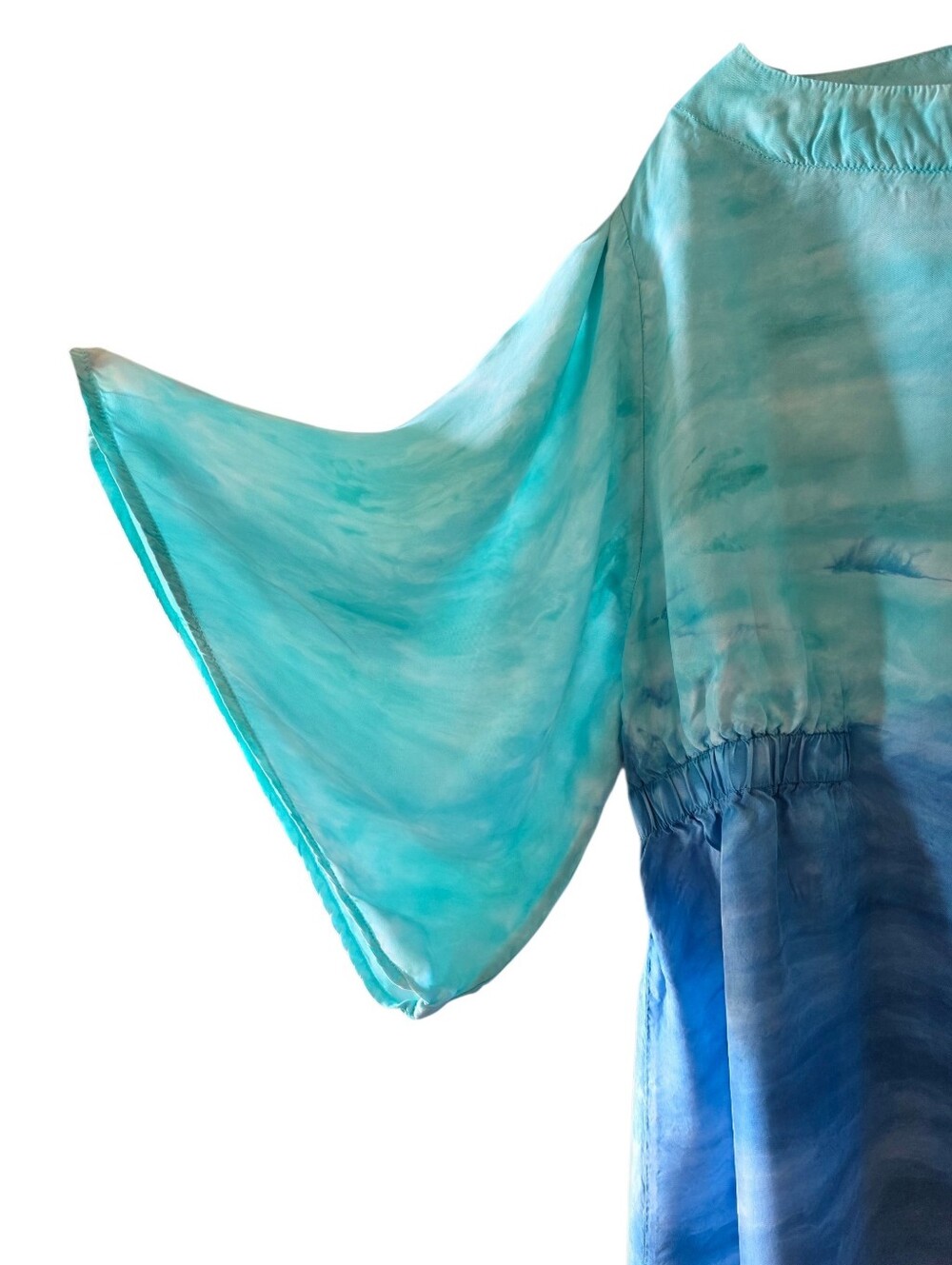 IC Collection Aqua-to-Blue Ombre Asymetrical Flow Top Size 1X - Picture 4 of 12